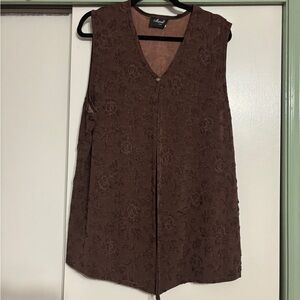 Chic Brown Floral Sleeveless Blouse